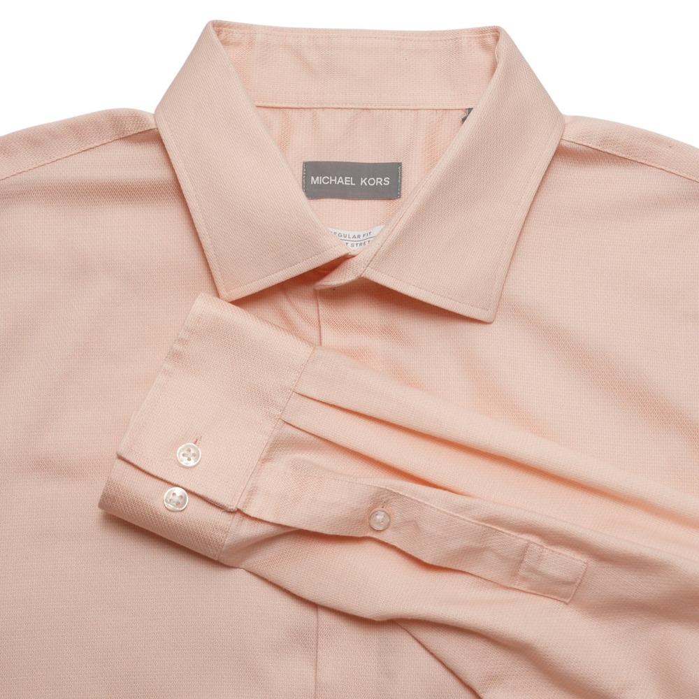Michael Kors Button Up Mens XL 17.5 34/35 Peach Airsoft Stretch Regular Fit